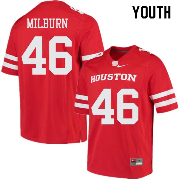 Youth #46 Jordan Milburn Houston Cougars College Football Jerseys Sale-Red